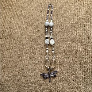 Elegant Silver and Black Dragonfly Necklace